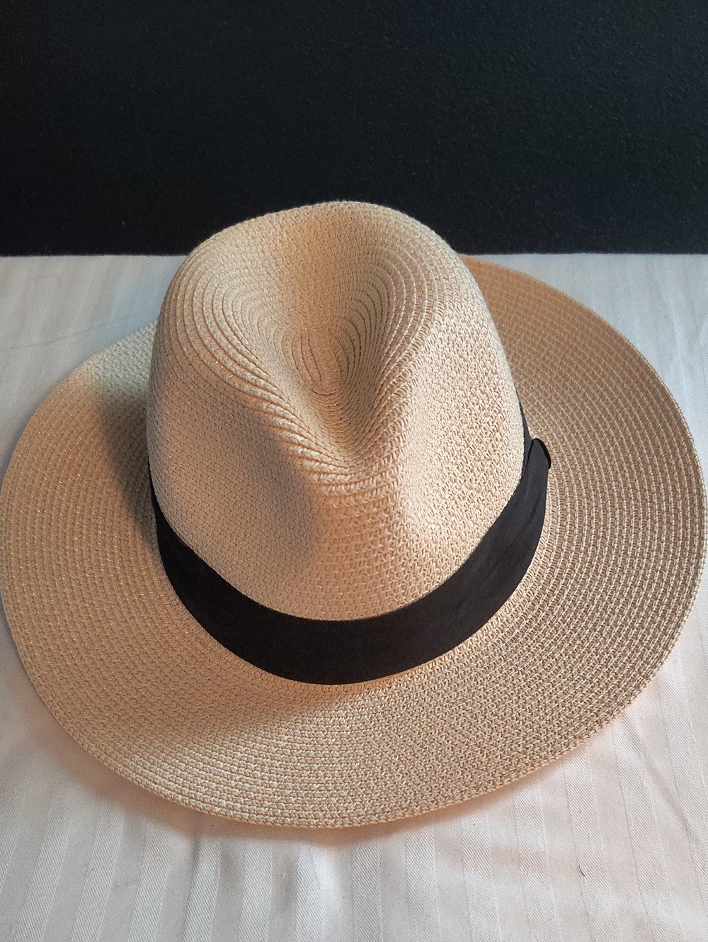 Classic Paper Panama Fedora With Black Ribbon Band